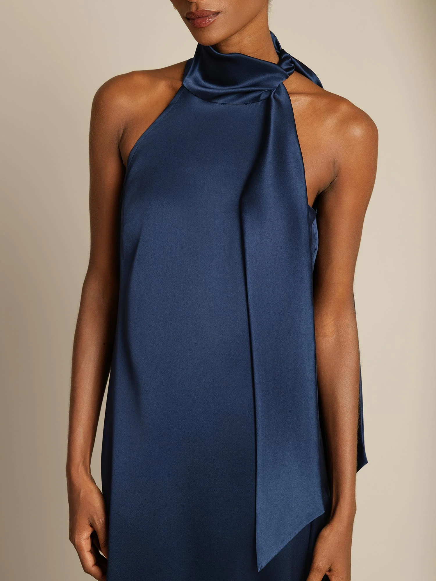 19Momme Silk Sleeveless Tie Neck Midi Dress - Image 5