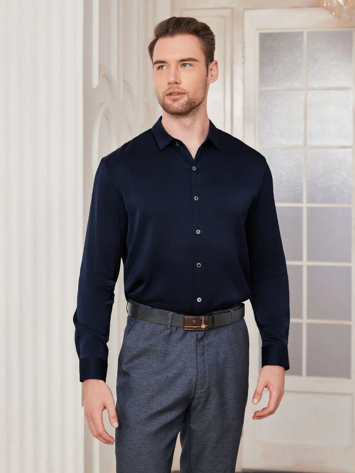 Clearance - Silk Mens shirt with Long Sleeves - Image 19