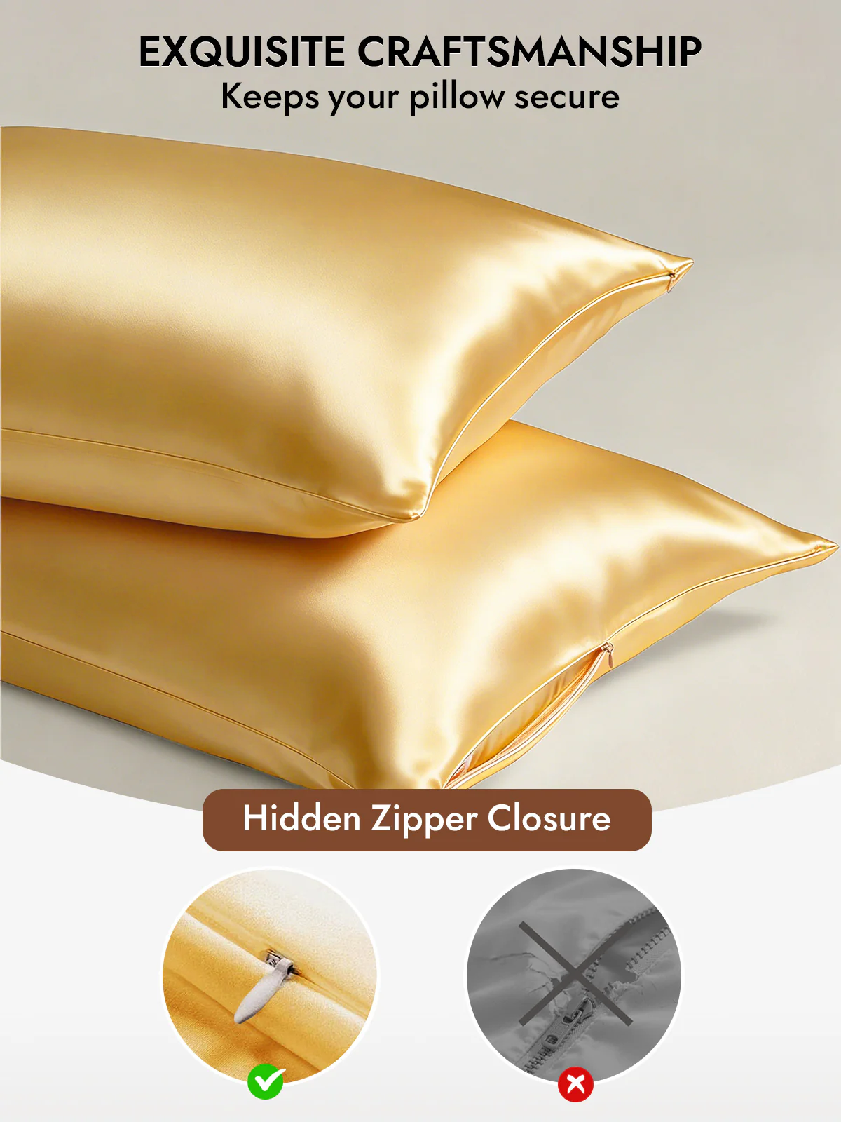 100% Mulberry Silk Pillowcase - Hidden Zipper - Image 62