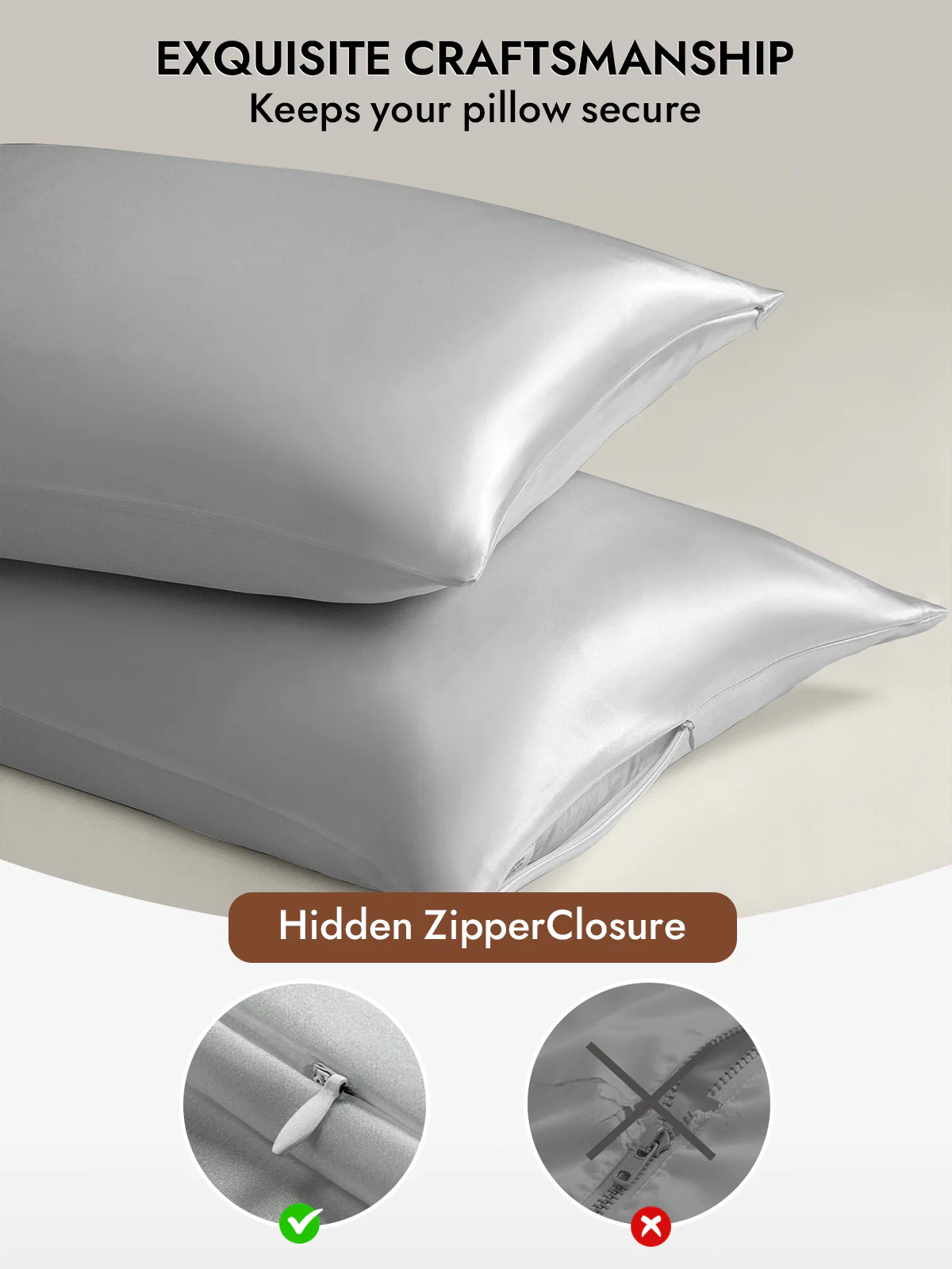 100% Mulberry Silk Pillowcase - Hidden Zipper - Image 70