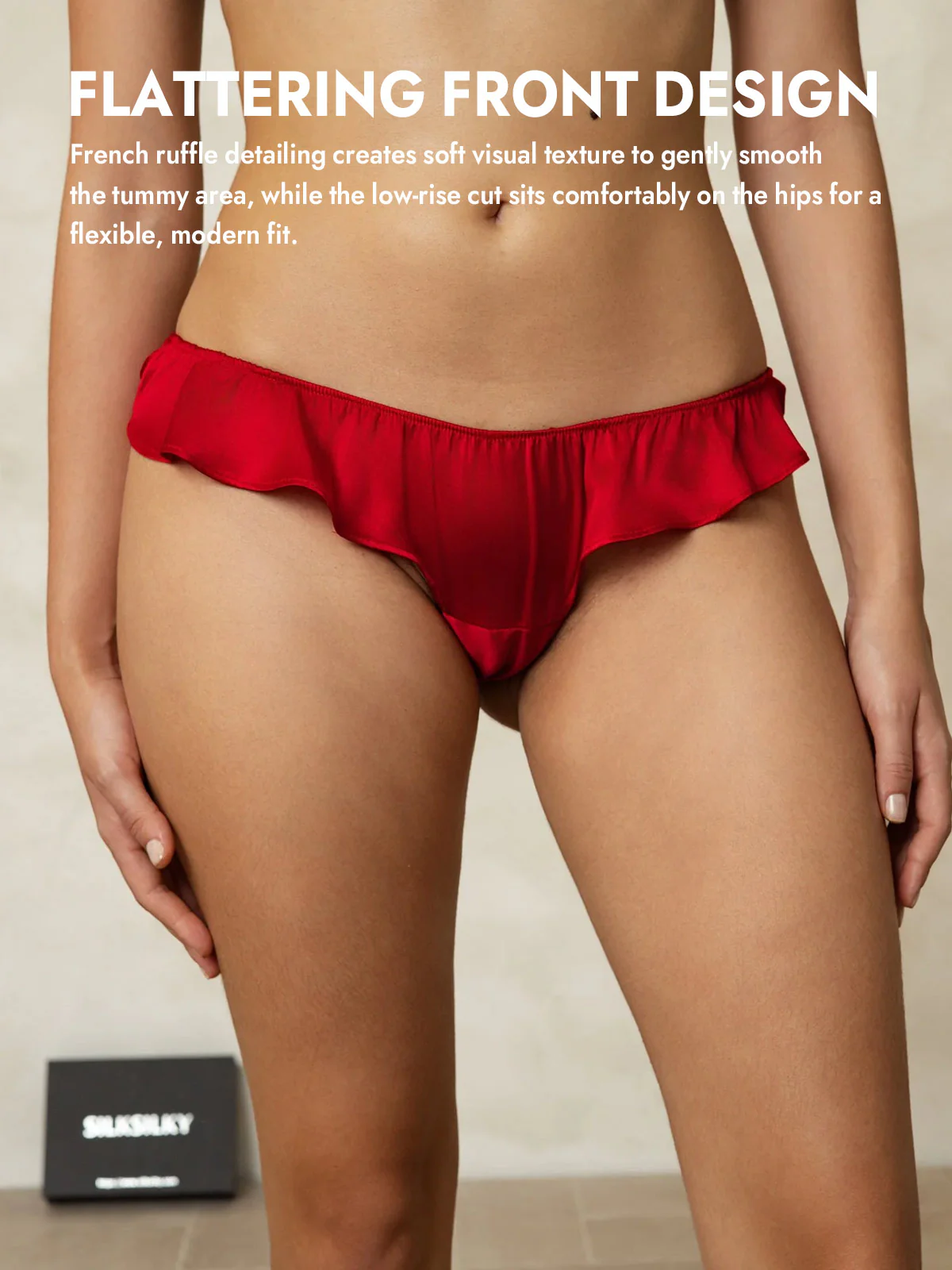100% Mulberry Silk Low-Rise Ruffle Trim Panty - Image 15