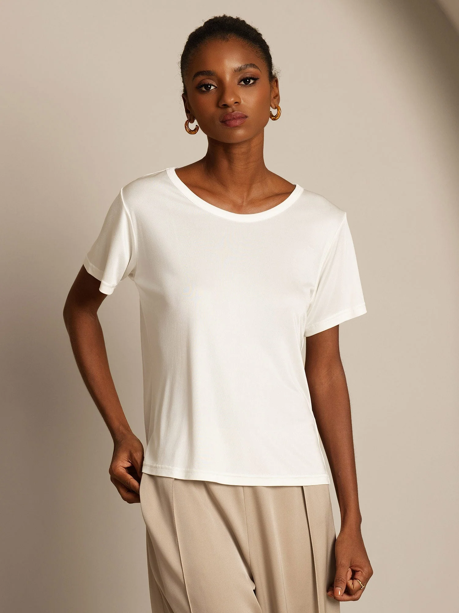 100% Mulberry Silk Short Sleeve Women's T-Shirt - Image 10