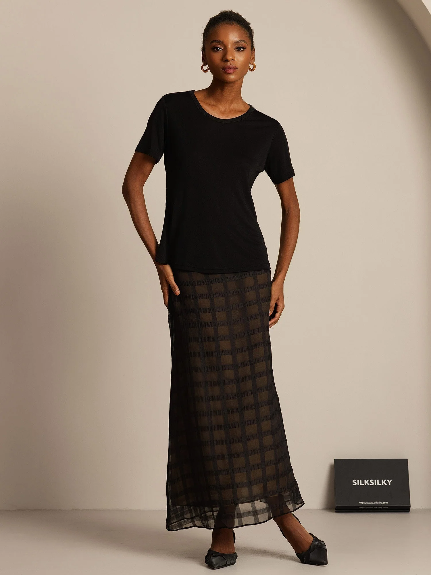 100% Mulberry Silk Short Sleeve Women's T-Shirt - Image 21