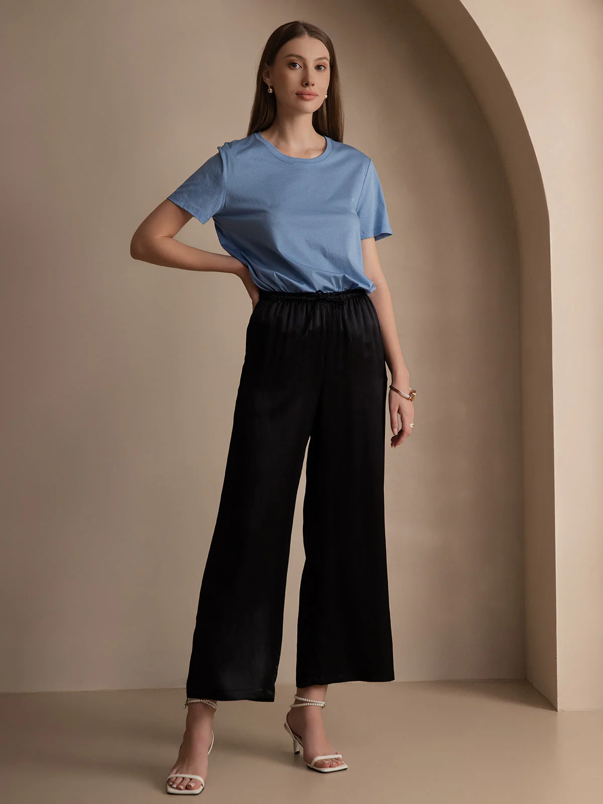 Clearance - Silk Jersey Short Sleeve Round Neck Women's T-Shirt - Image 18