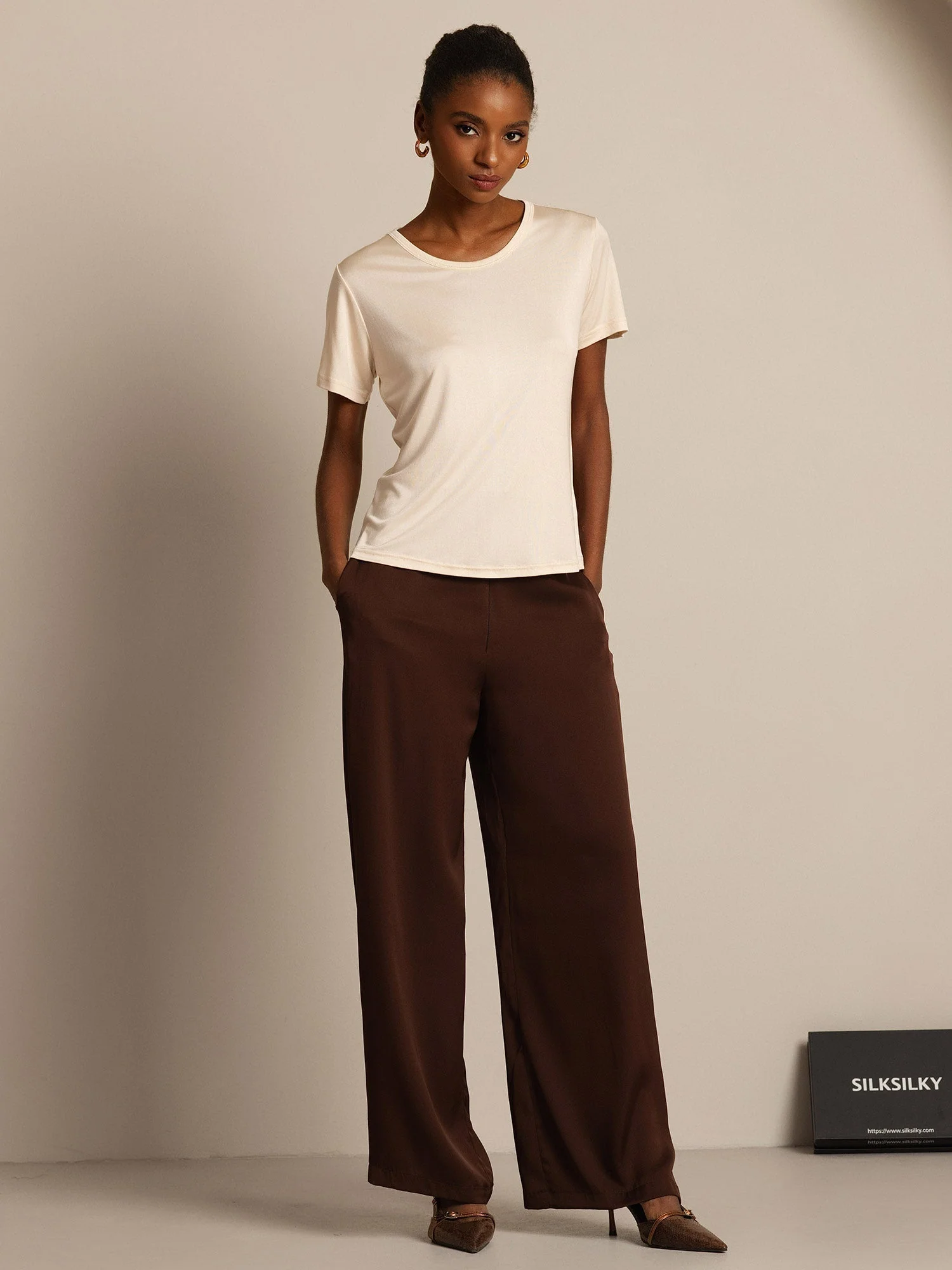 Clearance - Silk Jersey Short Sleeve Round Neck Women's T-Shirt - Image 26