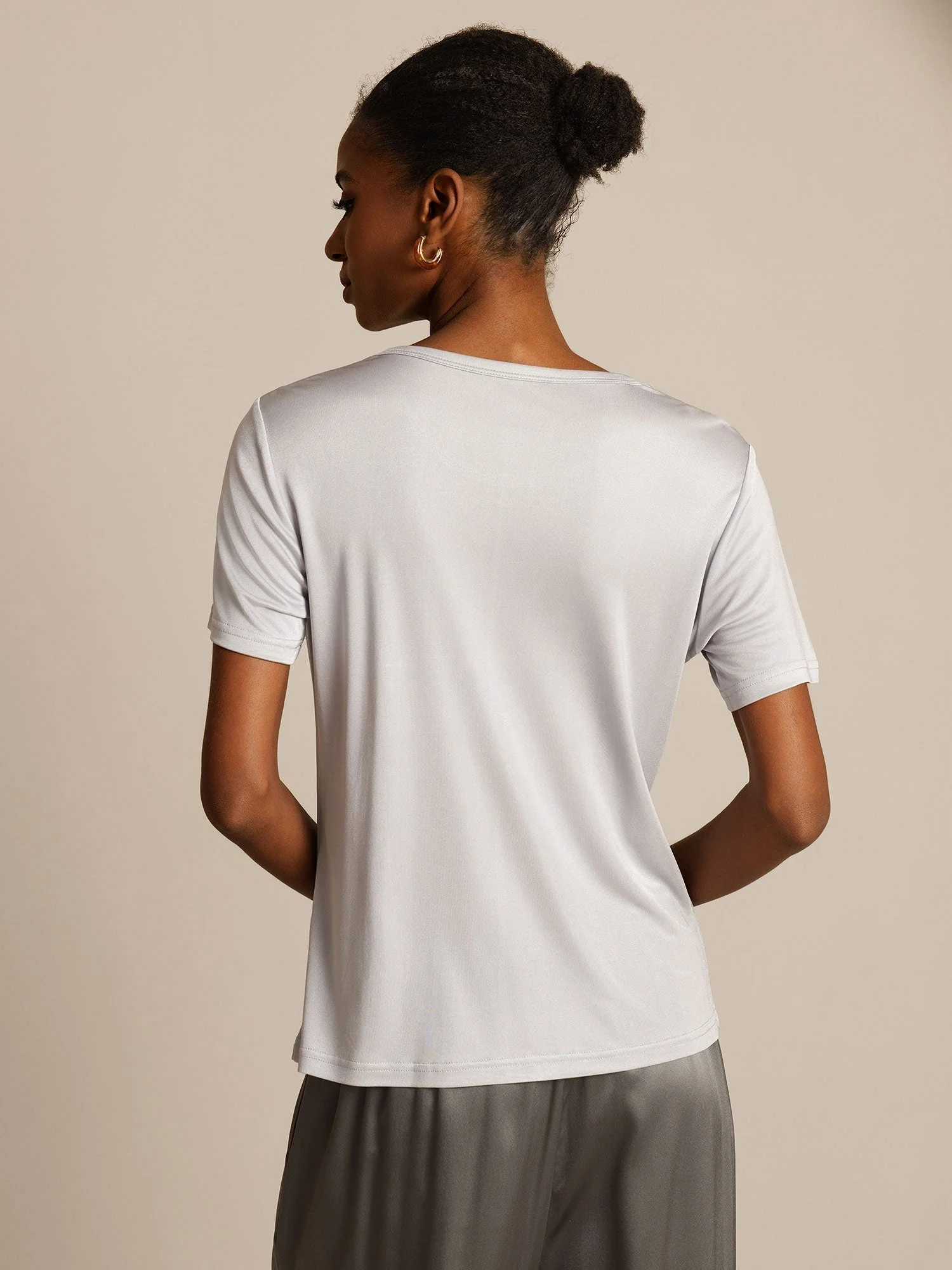 Clearance - Silk Jersey Short Sleeve Round Neck Women's T-Shirt - Image 29