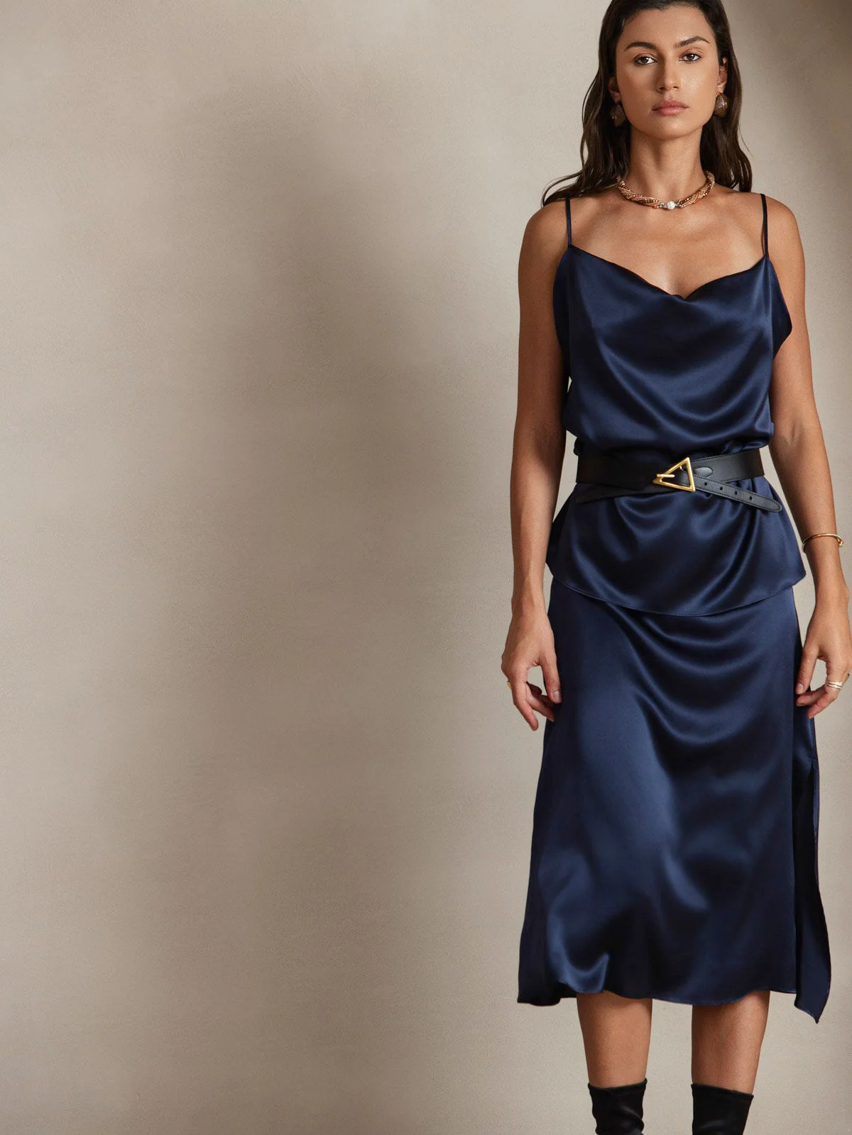 19Momme Silk Spaghetti Strap Cowl Neck Camisoles Top - Image 19