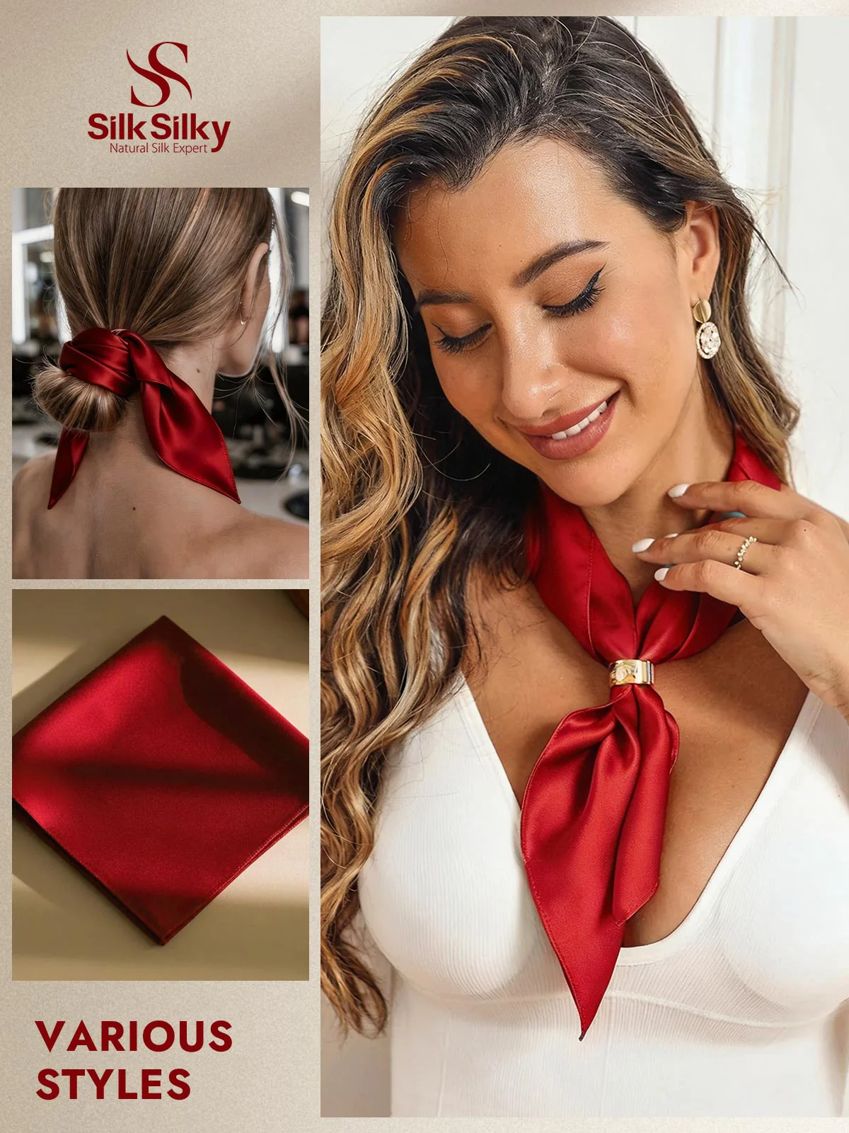 100% Mulberry Silk Square Scarf 53x53cm/21 - Image 23