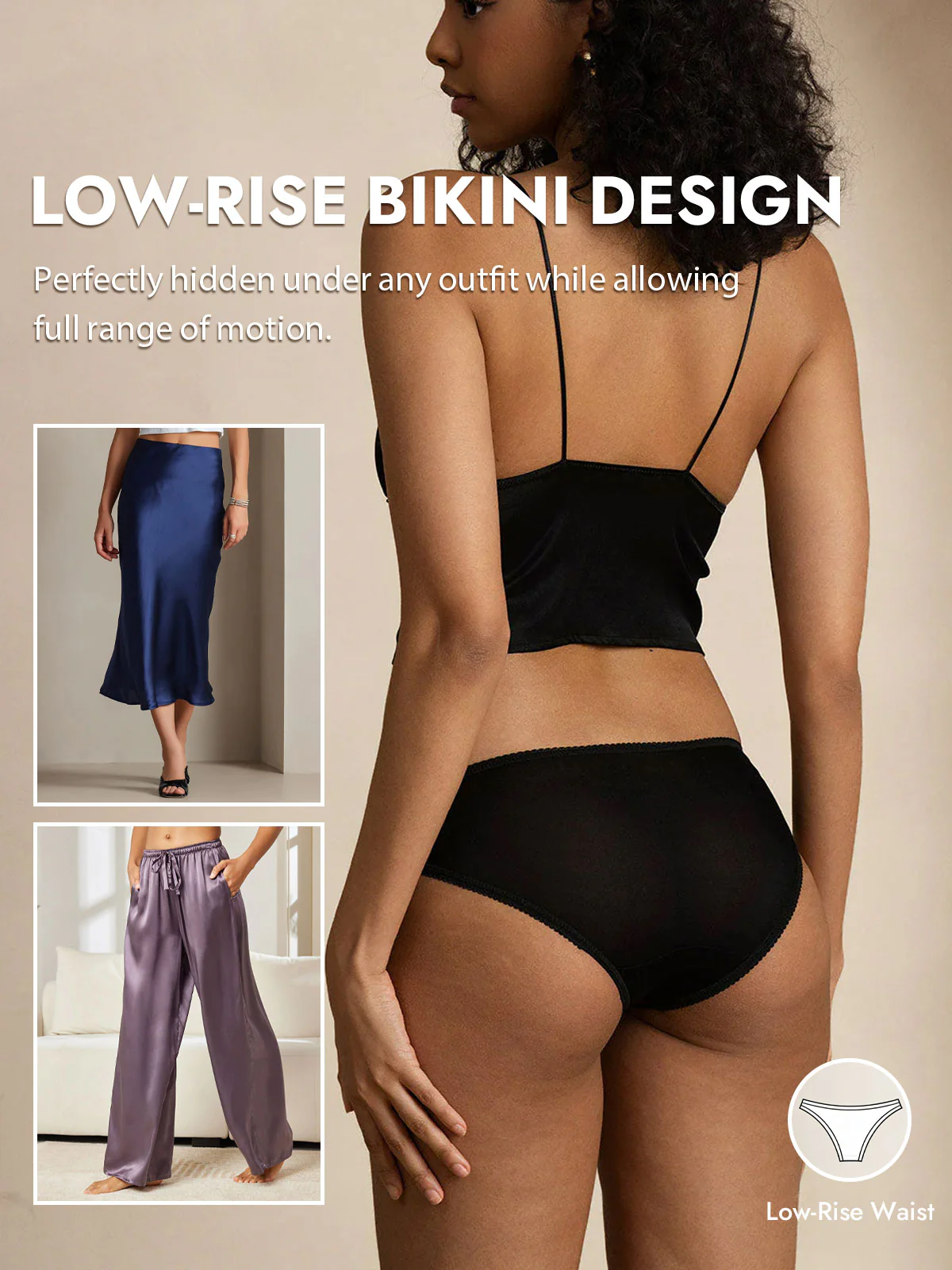 100% Mulberry Silk Bikini Panty with Bow Detail - Image 5