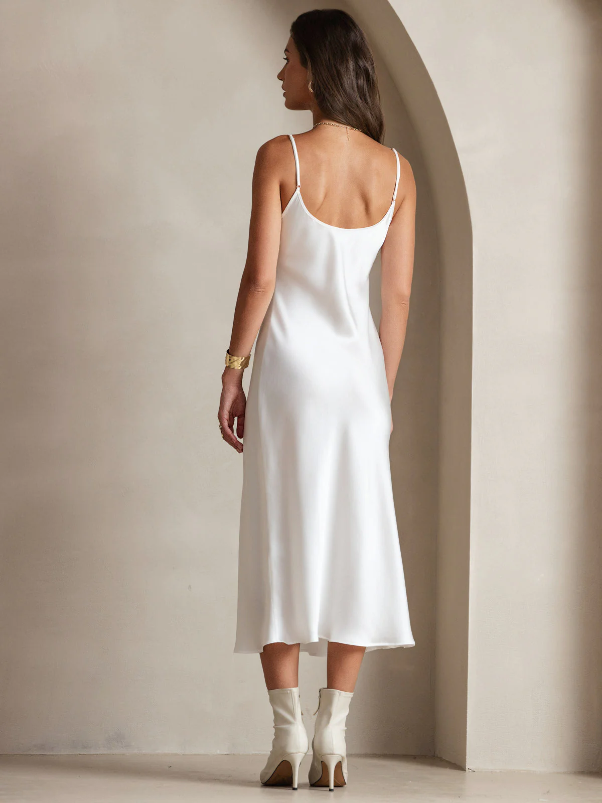 100% Mulberry Silk Spaghetti Strap Midi Long Dress - Image 9