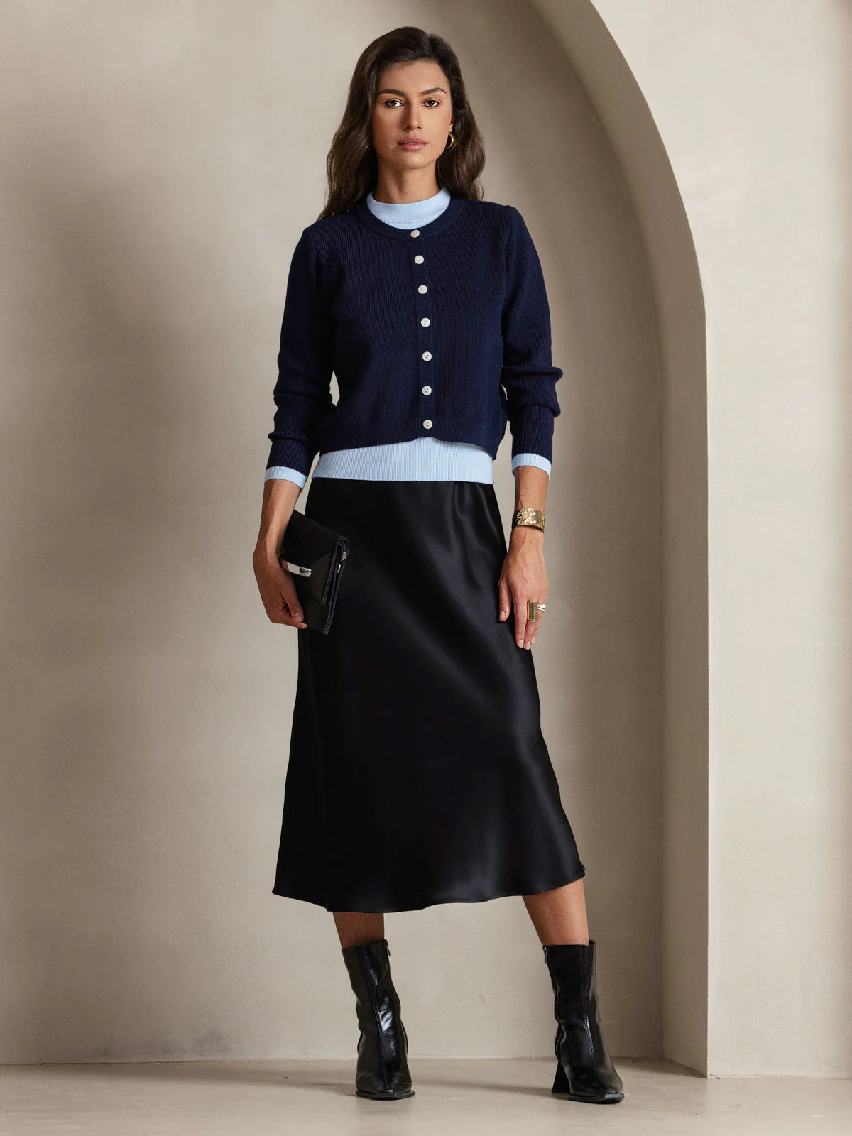100% Mulberry Silk Spaghetti Strap V Neck Midi Dress - Image 14