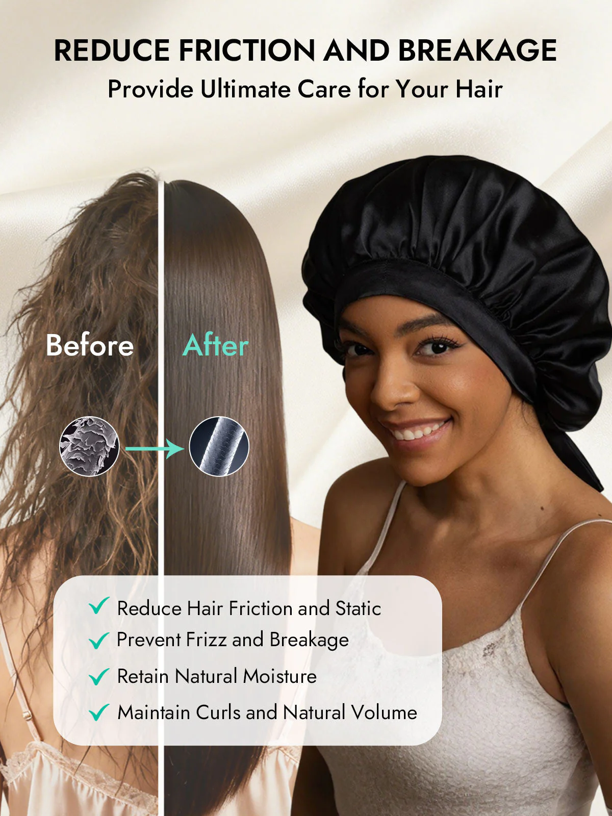 Women's 100% Mulberry Silk Bonnet with Long Ribbons - Image 10