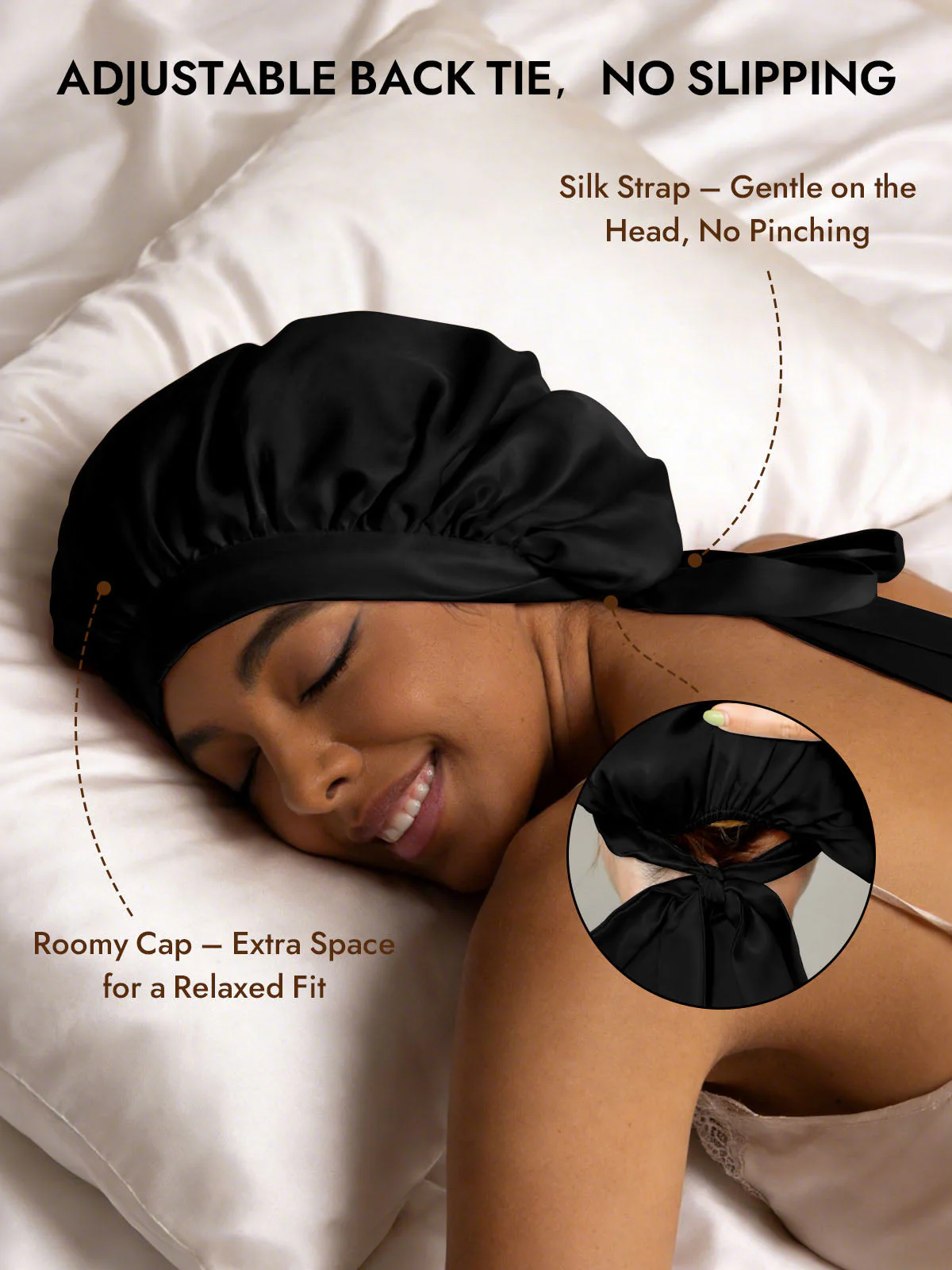 Women's 100% Mulberry Silk Bonnet with Long Ribbons - Image 11