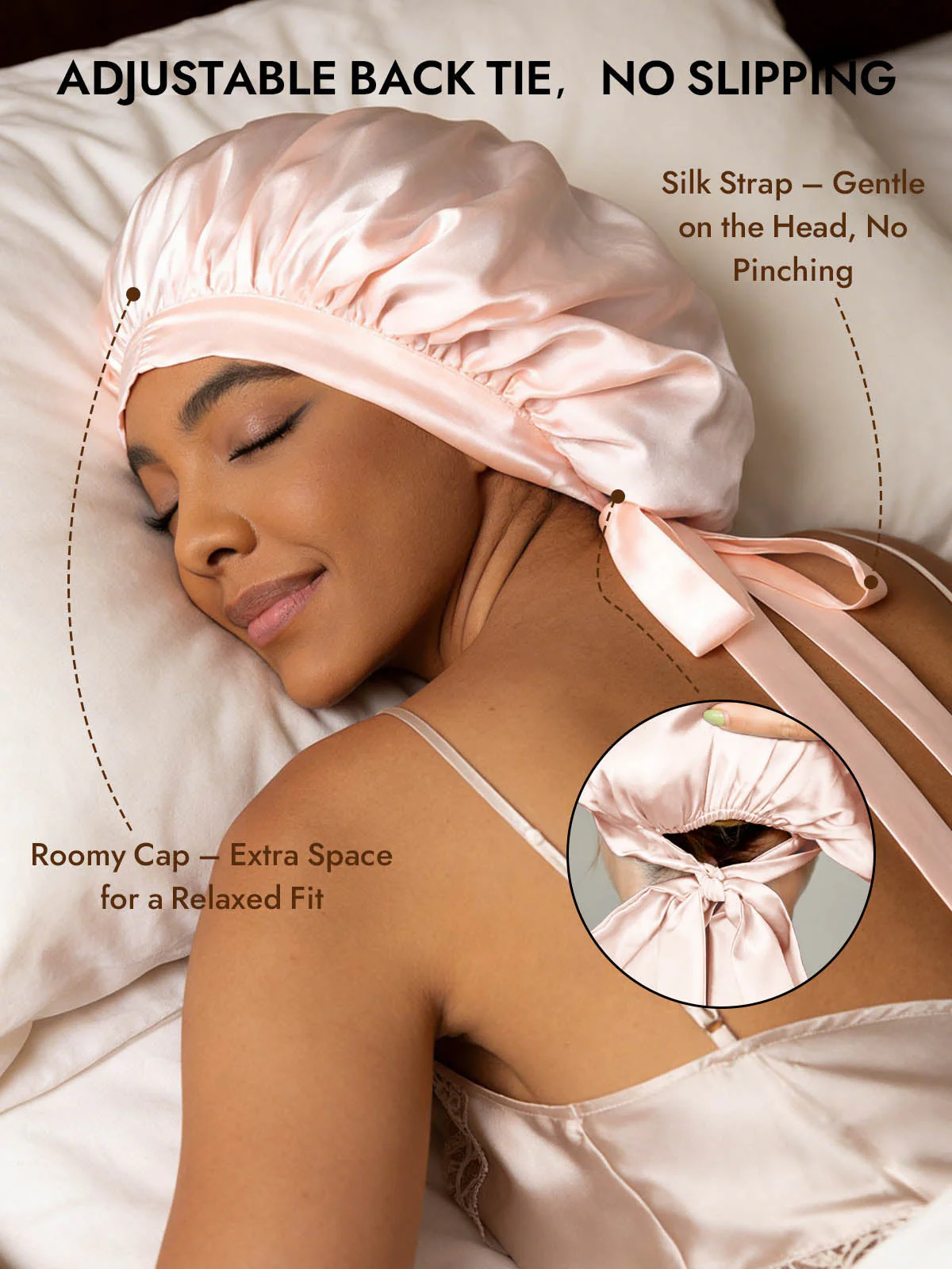 Women's 100% Mulberry Silk Bonnet with Long Ribbons - Image 25