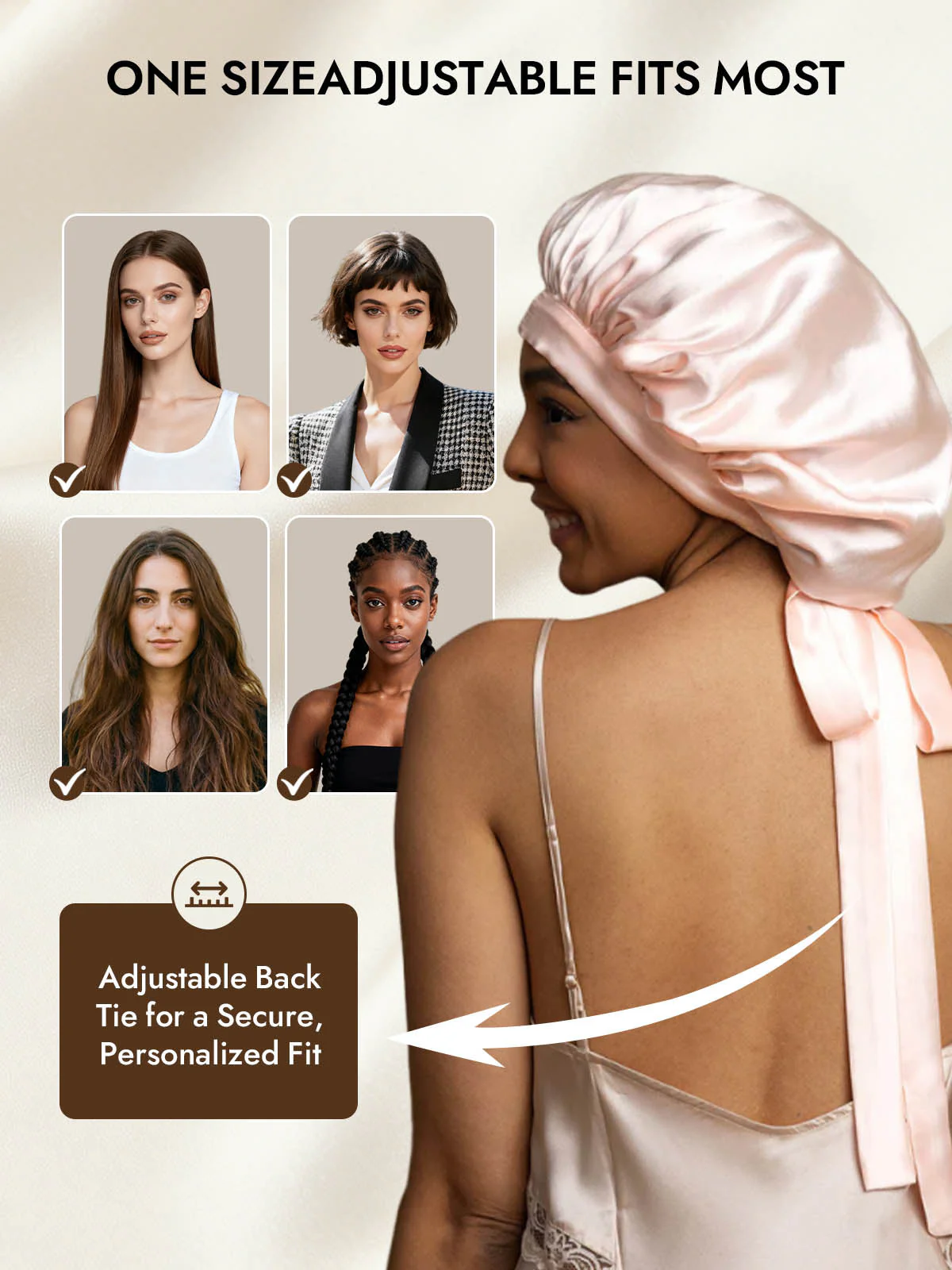 Women's 100% Mulberry Silk Bonnet with Long Ribbons - Image 26
