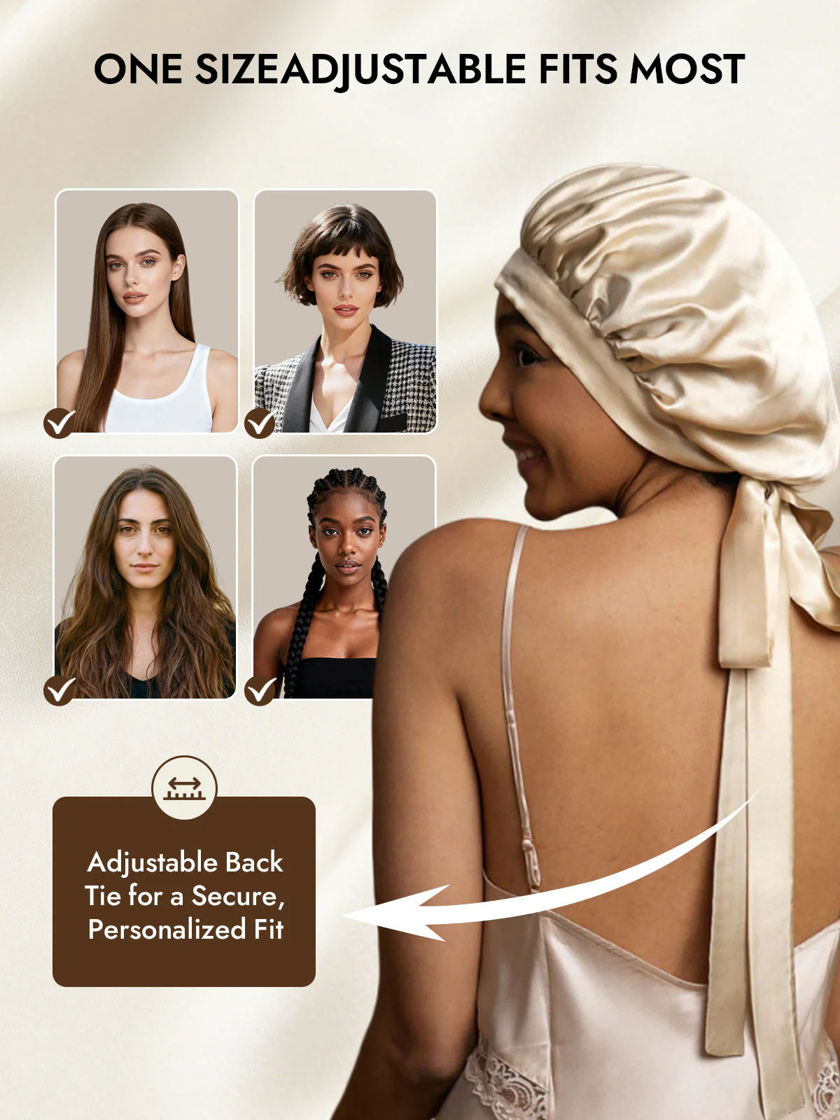 Women's 100% Mulberry Silk Bonnet with Long Ribbons - Image 47