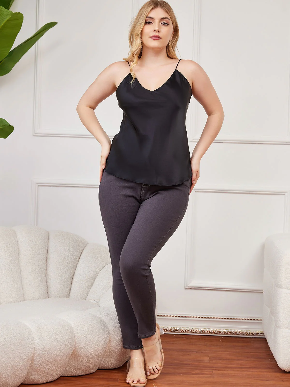 Clearance - Women's Plus Size 100% Mulberry Silk Spaghetti Strap Camisole Top - Image 21