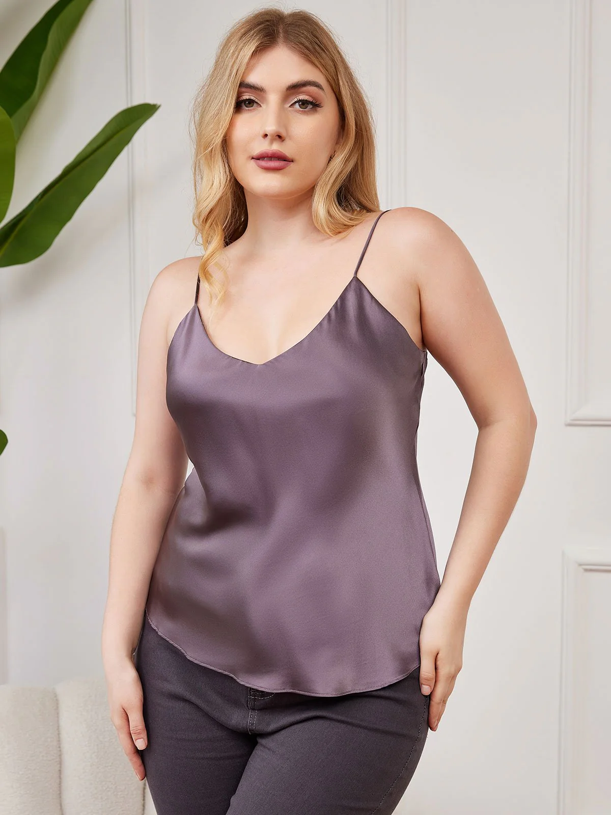 Clearance - Women's Plus Size 100% Mulberry Silk Spaghetti Strap Camisole Top - Image 34