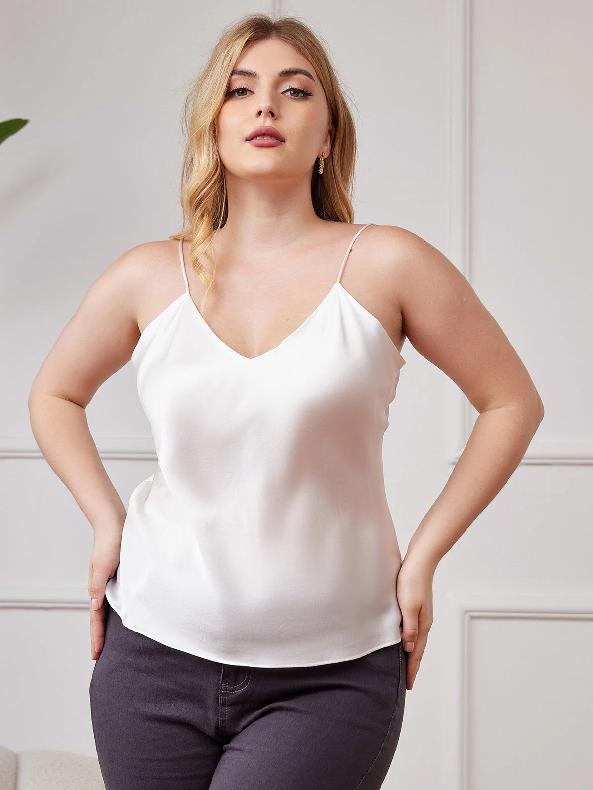 Clearance - Women's Plus Size 100% Mulberry Silk Spaghetti Strap Camisole Top - Image 4