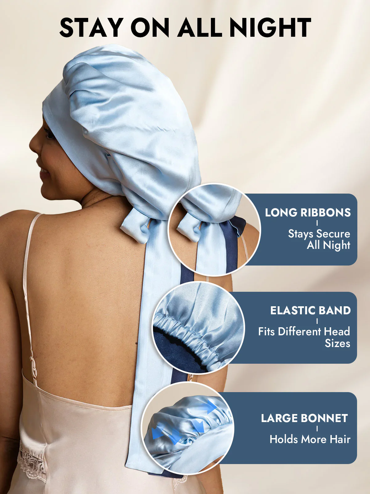 Women's 100% Mulberry Silk Casual Bonnet with Long Ribbons (Two-tone and Double-sided) - Image 3