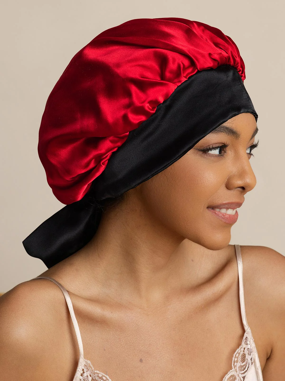 Women's 100% Mulberry Silk Casual Bonnet with Long Ribbons (Two-tone and Double-sided) - Image 38